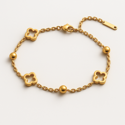 Soraya | Gold Plated Multi Clover Chain Bracelet