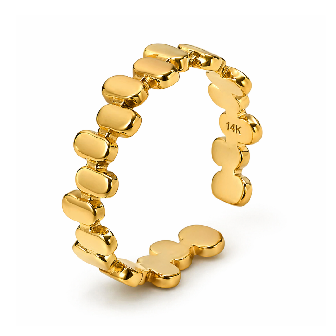 Ava | Gold Plated Modern Fluid Open Cuff Ring