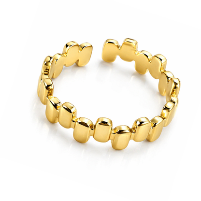 Ava | Gold Plated Modern Fluid Open Cuff Ring