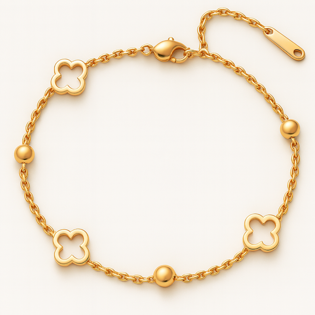 Soraya | Gold Plated Multi Clover Chain Bracelet
