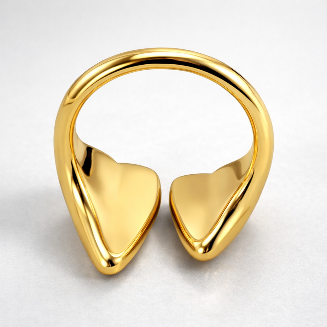Silvia | Gold Plated Solid Double Heart Ring