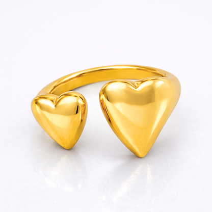 Silvia | Gold Plated Solid Double Heart Ring