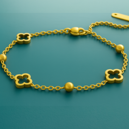 Soraya | Gold Plated Multi Clover Chain Bracelet