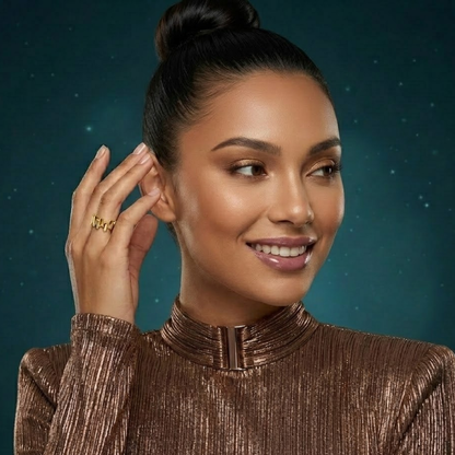 Ava | Gold Plated Modern Fluid Open Cuff Ring