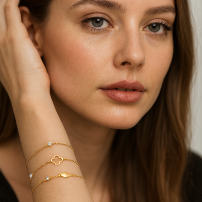 Gifting Set - Gold (18K) Plated Four-Leaf Clover Necklace and Bracelet