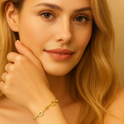 Soraya | Gold Plated Multi Clover Chain Bracelet