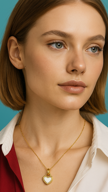 Sahara | Gold Plated Double-Sided Heart Pendant Necklace