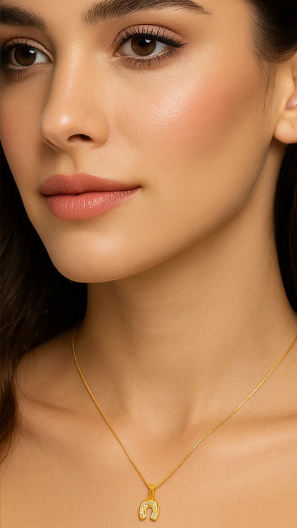 Amber | 18K Gold Plated Horse Shoe Pendant Waterproof Necklace