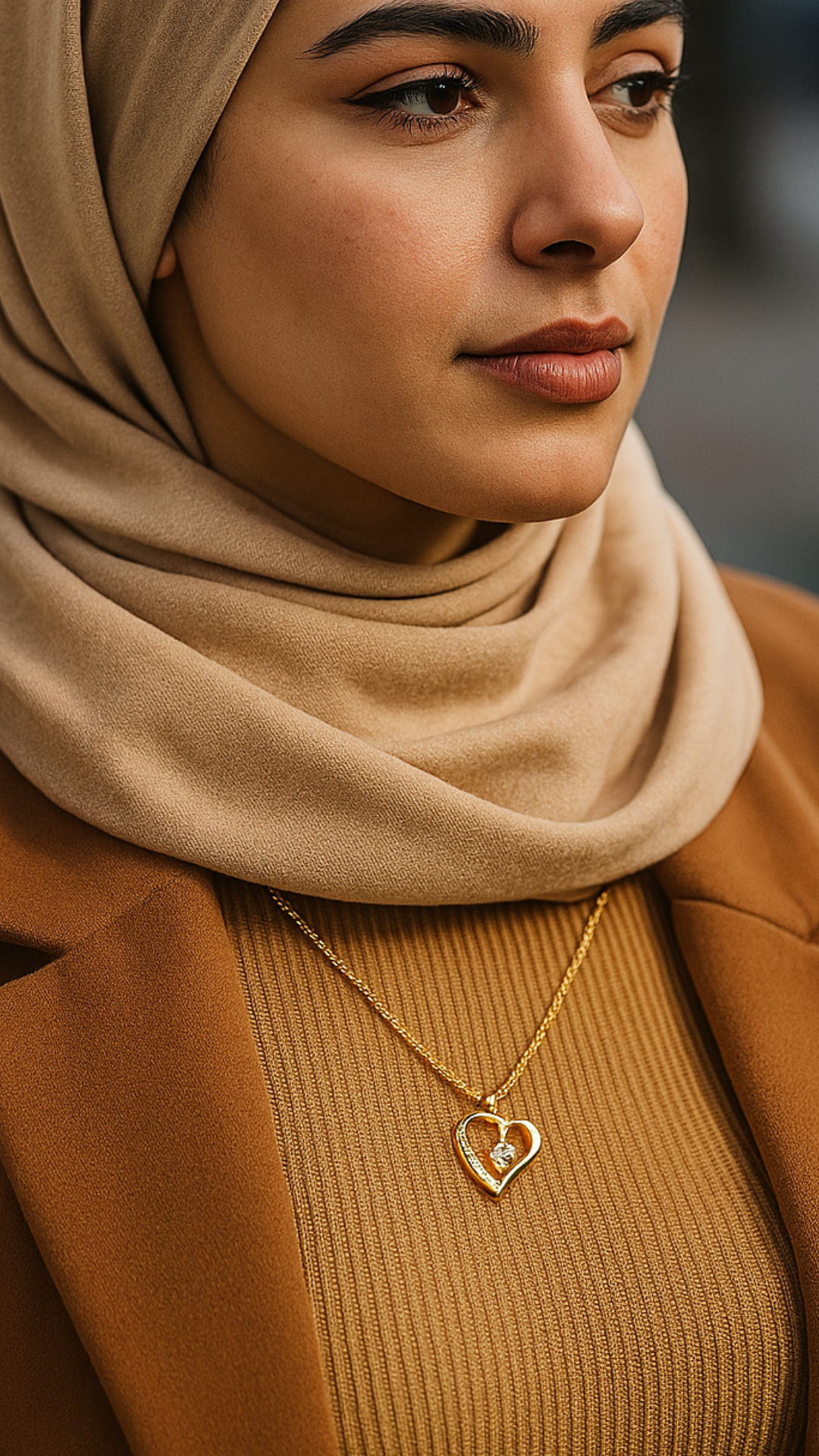 Willow | Gold Plated Heart Charm Necklace with Zircons