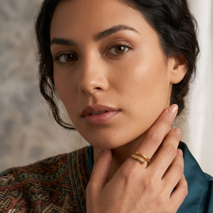 Hayley | Gold Plated Nail Resizable Ring