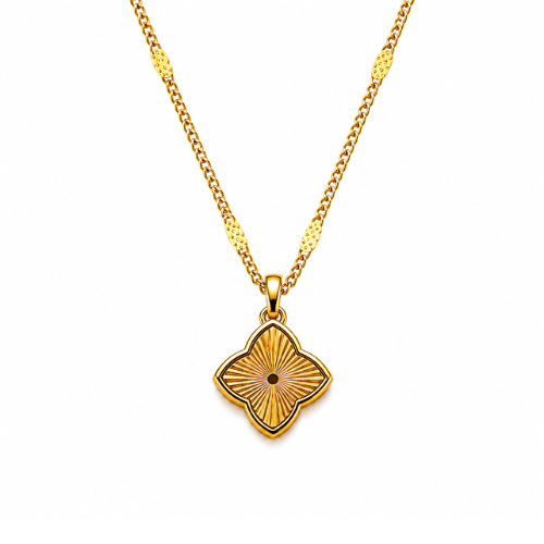 Zélie | Gold Plated Textured Four-Leaf Clover Necklace