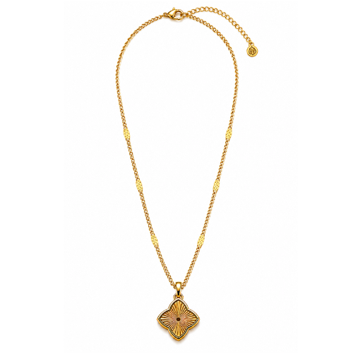 Zélie | Gold Plated Textured Four-Leaf Clover Necklace