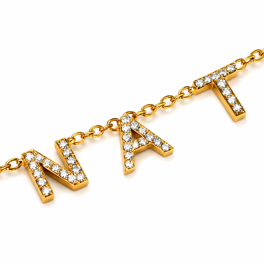Amira | Gold Plated Suspended Personalised ICY Name Necklace