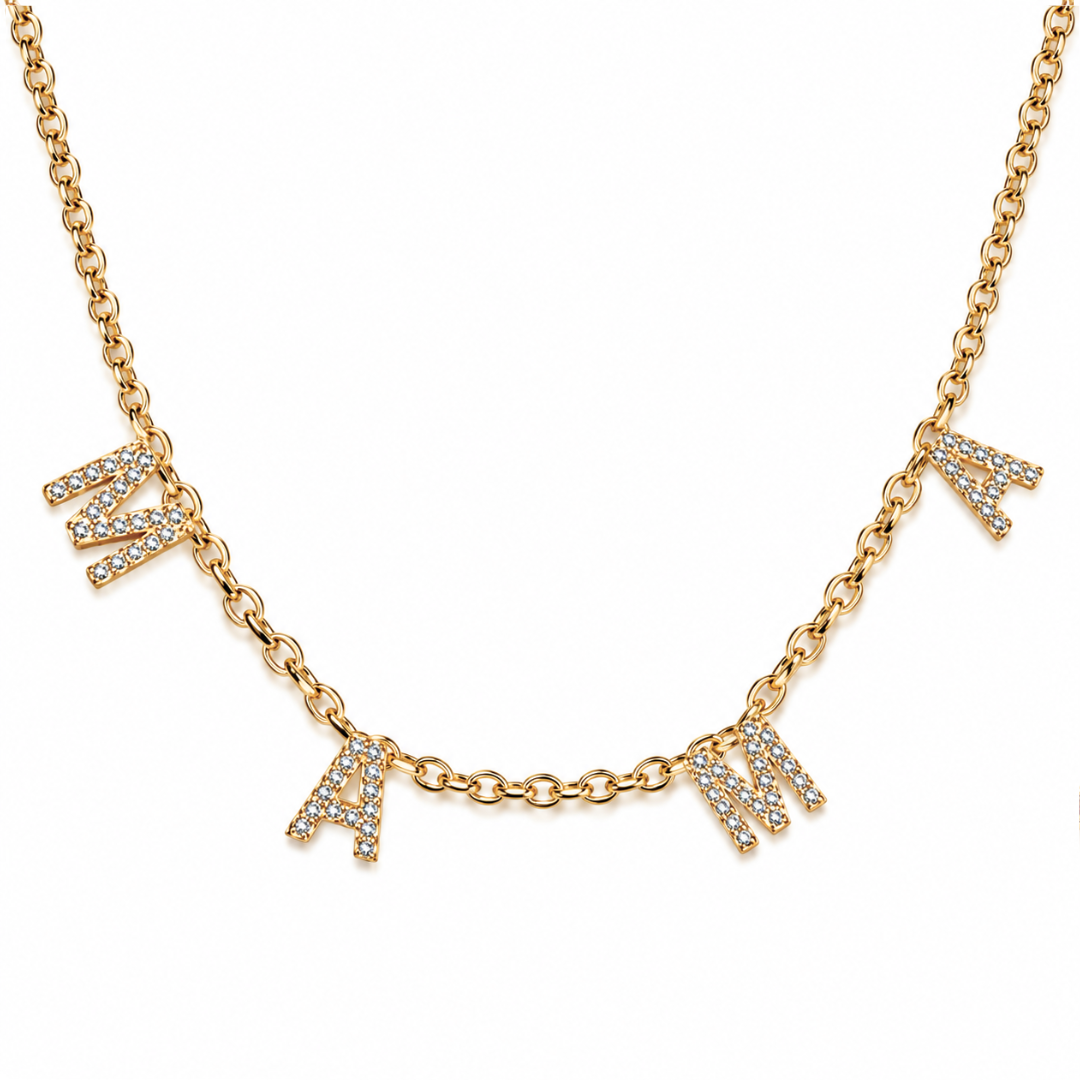 Amira | Gold Plated Suspended Personalised ICY Name Necklace