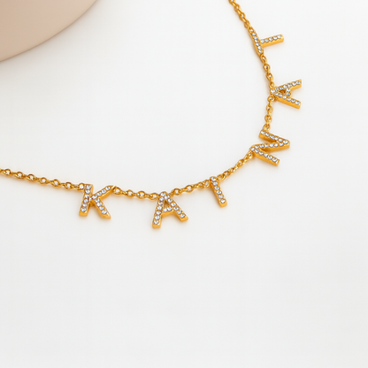 Amira | Suspended Personalised ICY Name Necklace, Custom Name Necklace - 18K Gold Plated Waterproof Necklace