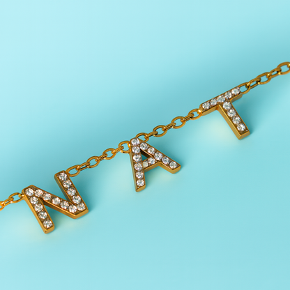 Amira | Suspended Personalised ICY Name Necklace, Custom Name Necklace - 18K Gold Plated Waterproof Necklace