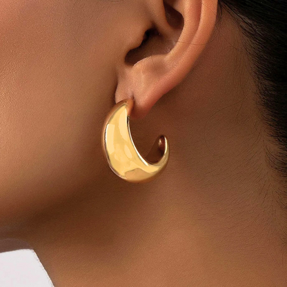 Millie | Gold Plated C-Shaped Hoop Earrings