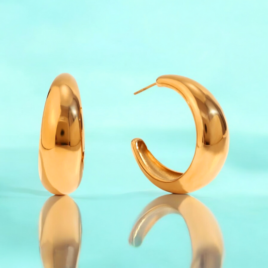 Millie | Gold Plated C-Shaped Hoop Earrings