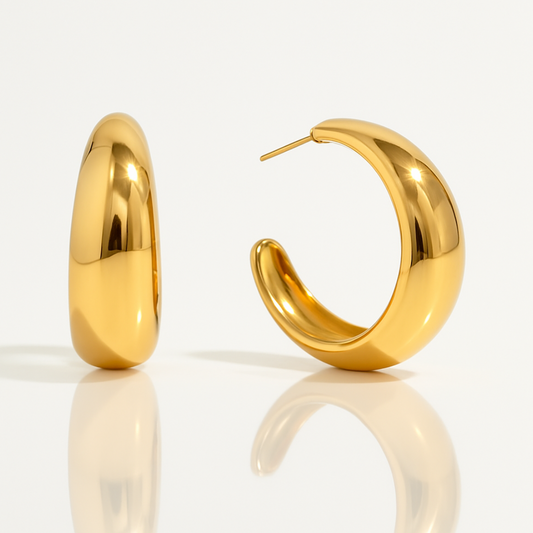 Millie | Gold Plated C-Shaped Hoop Earrings