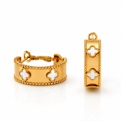 Querida | Gold Plated Four-Leaf Clover Hoop Earrings