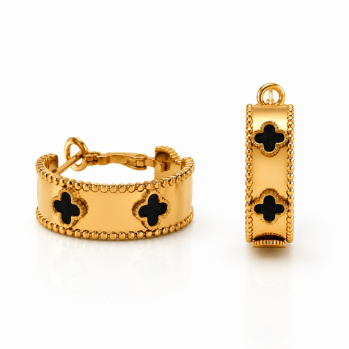 Querida | Gold Plated Four-Leaf Clover Hoop Earrings