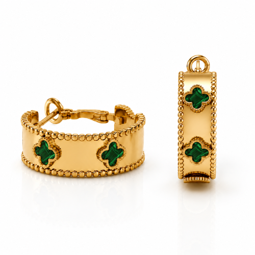 Querida | Gold Plated Four-Leaf Clover Hoop Earrings