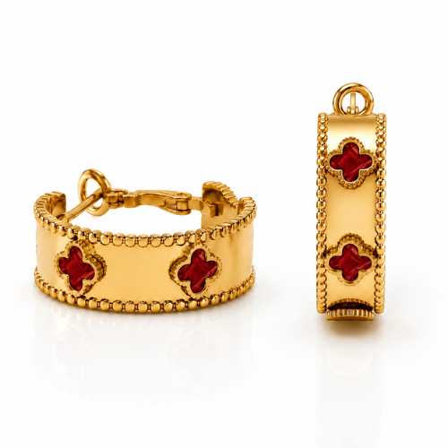 Querida | Gold Plated Four-Leaf Clover Hoop Earrings