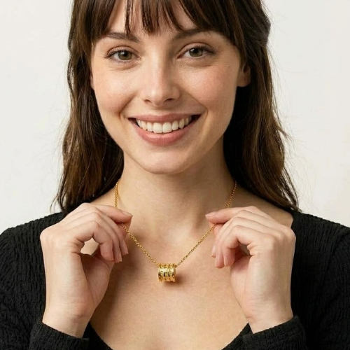 Astrid | Gold Plated Cordelia Cylinder Necklace