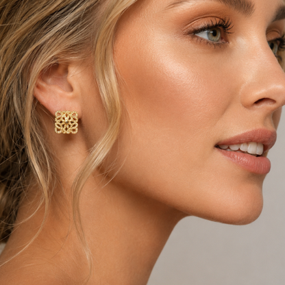 Tavia | Gold Plated Aurielle Pavé Stud Earrings