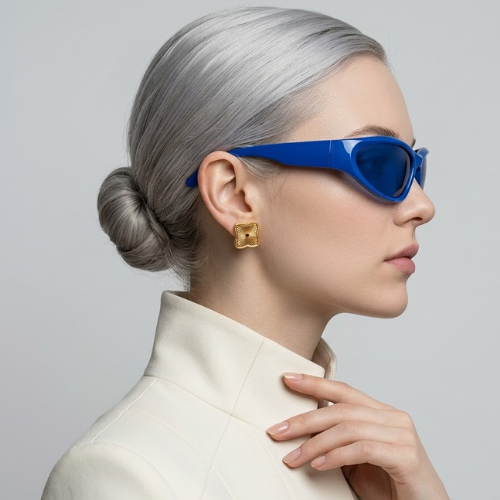 Lara | Gold Plated Textured Four-Leaf Clover Stud Earrings