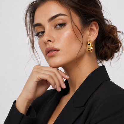 Querida | Gold Plated Four-Leaf Clover Hoop Earrings