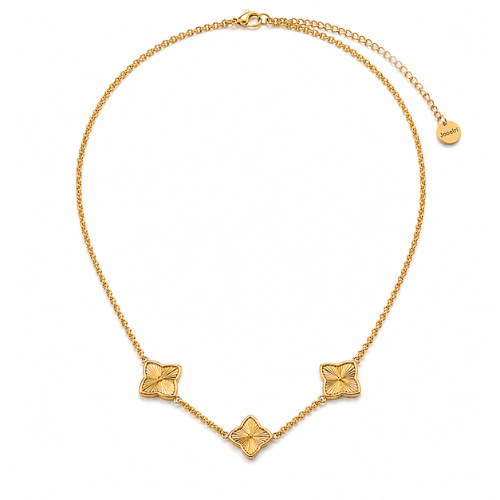 Clover Necklace - Multi-Clover Textured Gold-Plated Necklace
