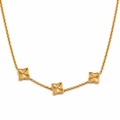Clover Necklace - Multi-Clover Textured Gold-Plated Necklace
