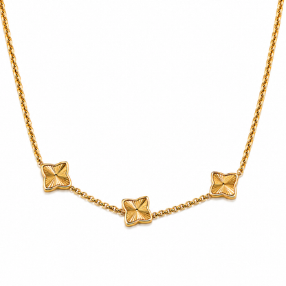 Clover Necklace - Multi-Clover Textured Gold-Plated Necklace