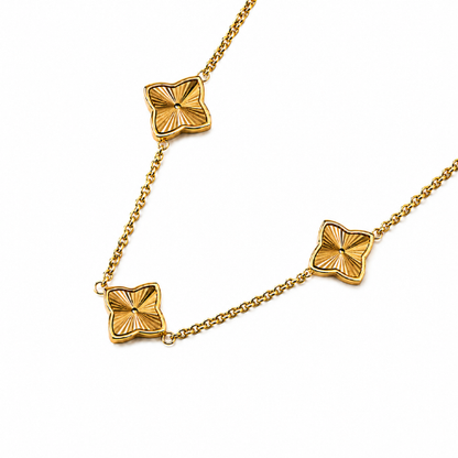 Clover Necklace - Multi-Clover Textured Gold-Plated Necklace