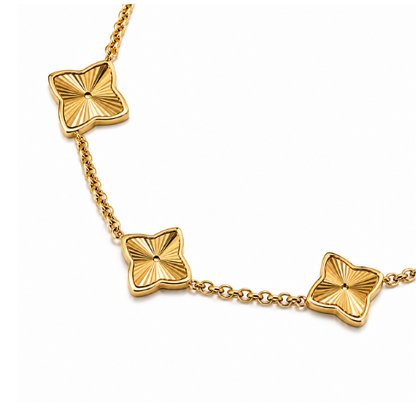 Clover Necklace - Multi-Clover Textured Gold-Plated Necklace