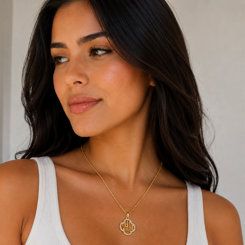Coco | Gold Plated Hollow Clover Necklace with Zircons