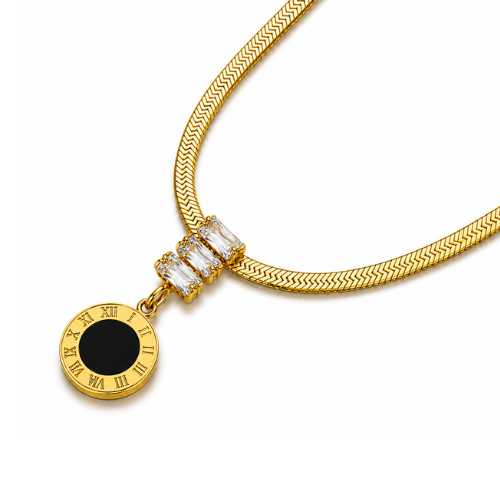 Alarice | Gold Plated Roman Numerals Pendant Necklace