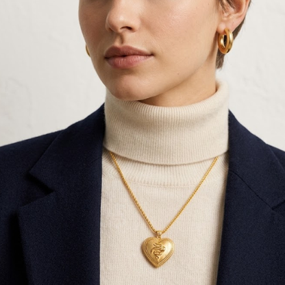 Corine | Gold Plated Chunky Heart Snake Chain Necklace
