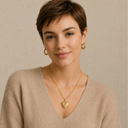 Corine | Gold Plated Chunky Heart Snake Chain Necklace