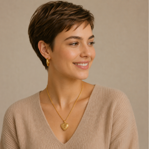 Corine | Gold Plated Chunky Heart Snake Chain Necklace