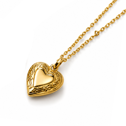 Raven | Gold Plated Heart Photo Frame Locket Pendant Necklace