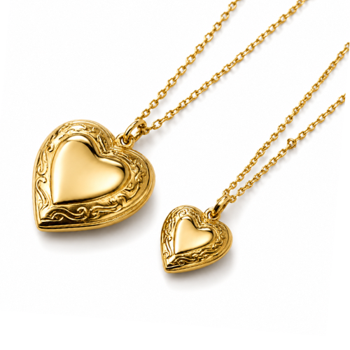 Raven | Gold Plated Heart Photo Frame Locket Pendant Necklace