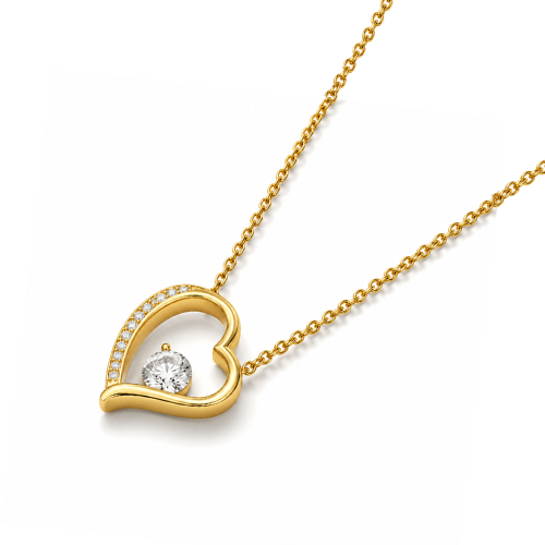 Willow | Gold Plated Heart Charm Necklace with Zircons