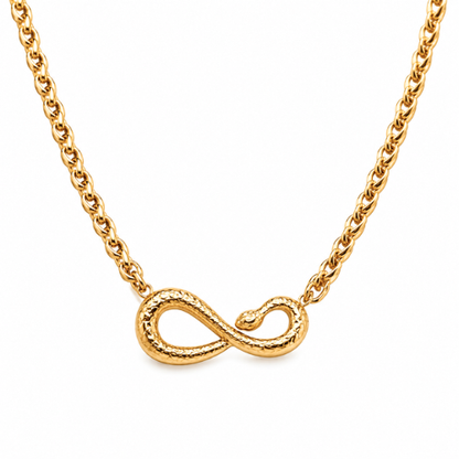 Heidi | Gold Plated Snake Head Infinity Charm Necklace