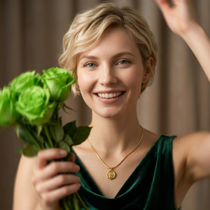Nevada | Gold Plated Rose Carved Pendant Necklace