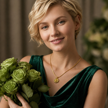 Nevada | Gold Plated Rose Carved Pendant Necklace