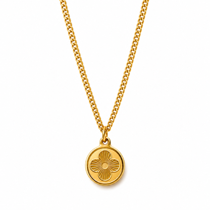 Elizabeth | Gold Plated Clover Coin Pendant Necklace