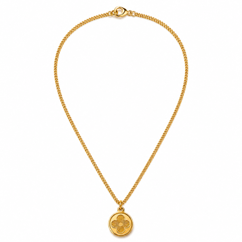 Elizabeth | Gold Plated Clover Coin Pendant Necklace
