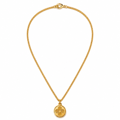 Elizabeth | Gold Plated Clover Coin Pendant Necklace